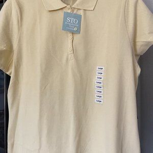 NWT STO Yellow Short sleeved blouse. Size Large